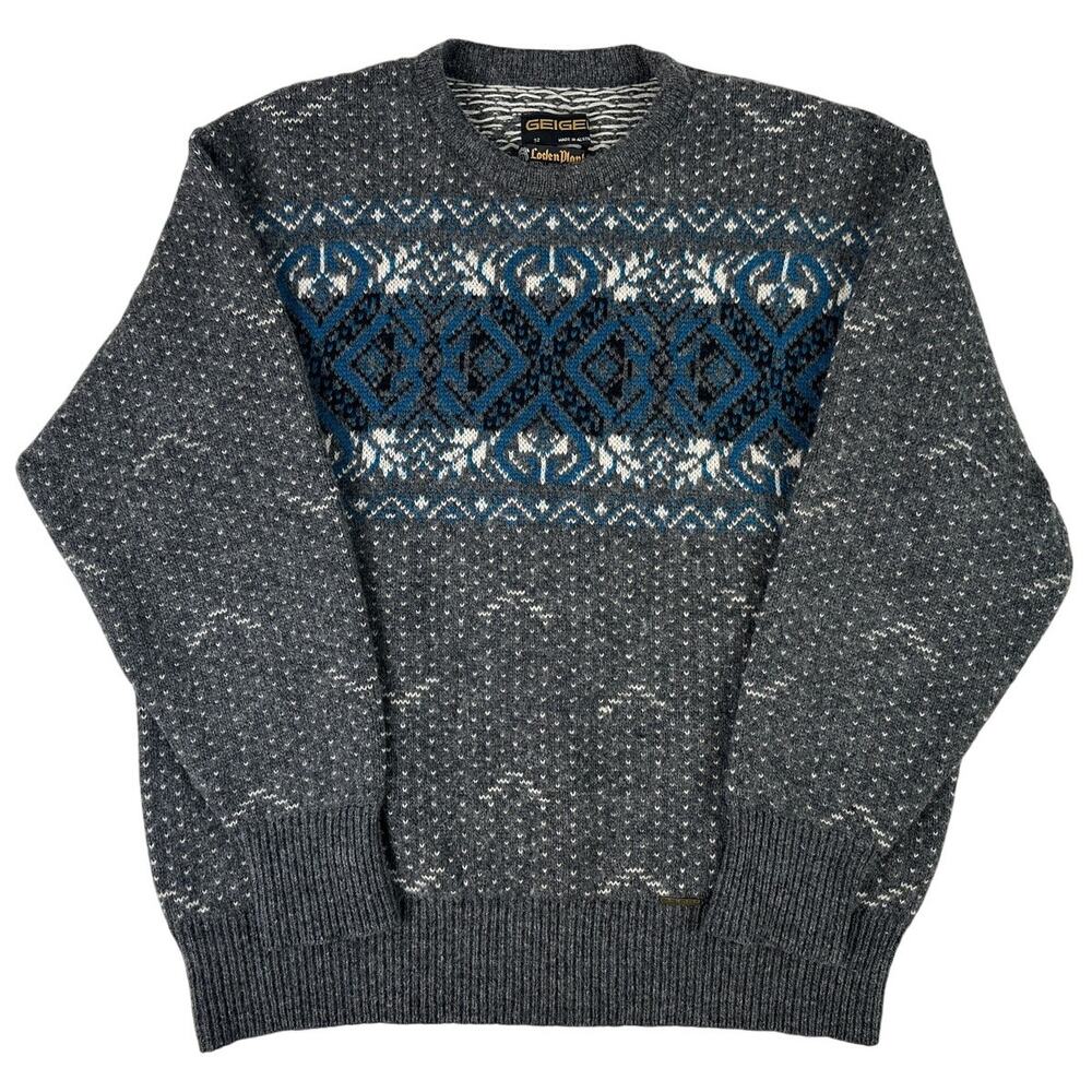 Vintage Geiger Austria LodenPlankl Wool Fair Isle Sweater Men's Sz 52 (L)